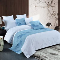 HKM-666515 Modern Polyester Hotel Bed Runner in Dark Blue, Gray, Ginger Yellow, and Brown - Multiple Sizes Available