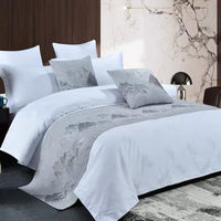 HKM-666515 Modern Polyester Hotel Bed Runner in Dark Blue, Gray, Ginger Yellow, and Brown - Multiple Sizes Available