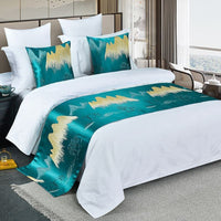 HKM-666515 Modern Polyester Hotel Bed Runner in Dark Blue, Gray, Ginger Yellow, and Brown - Multiple Sizes Available