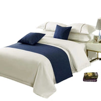 HKM-666515 Modern Polyester Hotel Bed Runner in Dark Blue, Gray, Ginger Yellow, and Brown - Multiple Sizes Available