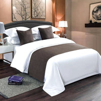 HKM-666515 Modern Polyester Hotel Bed Runner in Dark Blue, Gray, Ginger Yellow, and Brown - Multiple Sizes Available