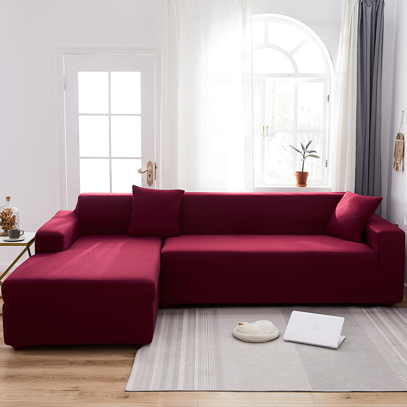 HKM-666579 Elastic Non-Slip Milk Silk Sofa Cover in Solid Colors - Full Coverage for Modular Sofas