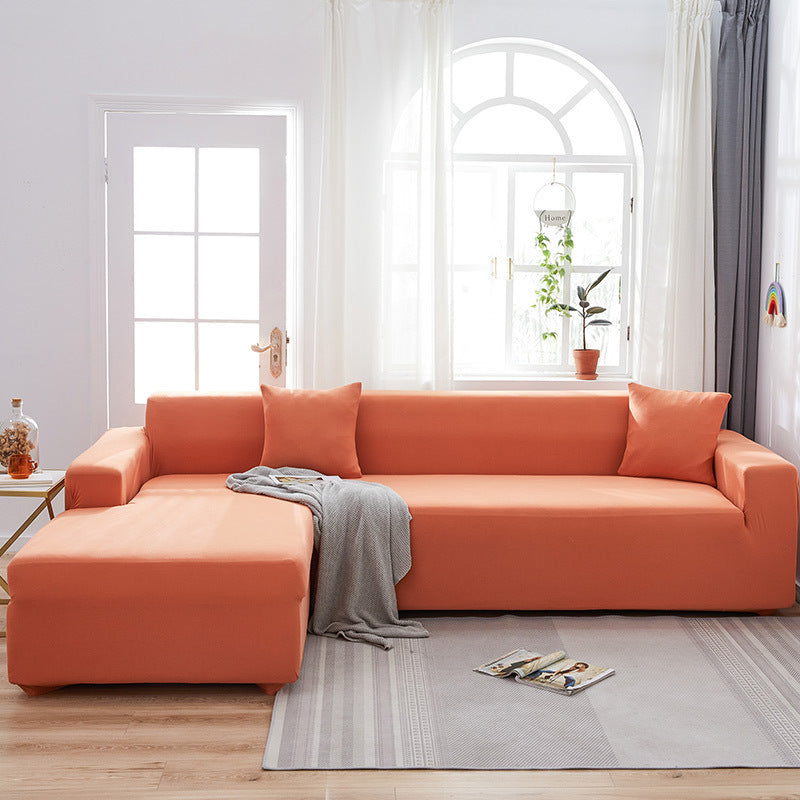 HKM-666579 Elastic Non-Slip Milk Silk Sofa Cover in Solid Colors - Full Coverage for Modular Sofas