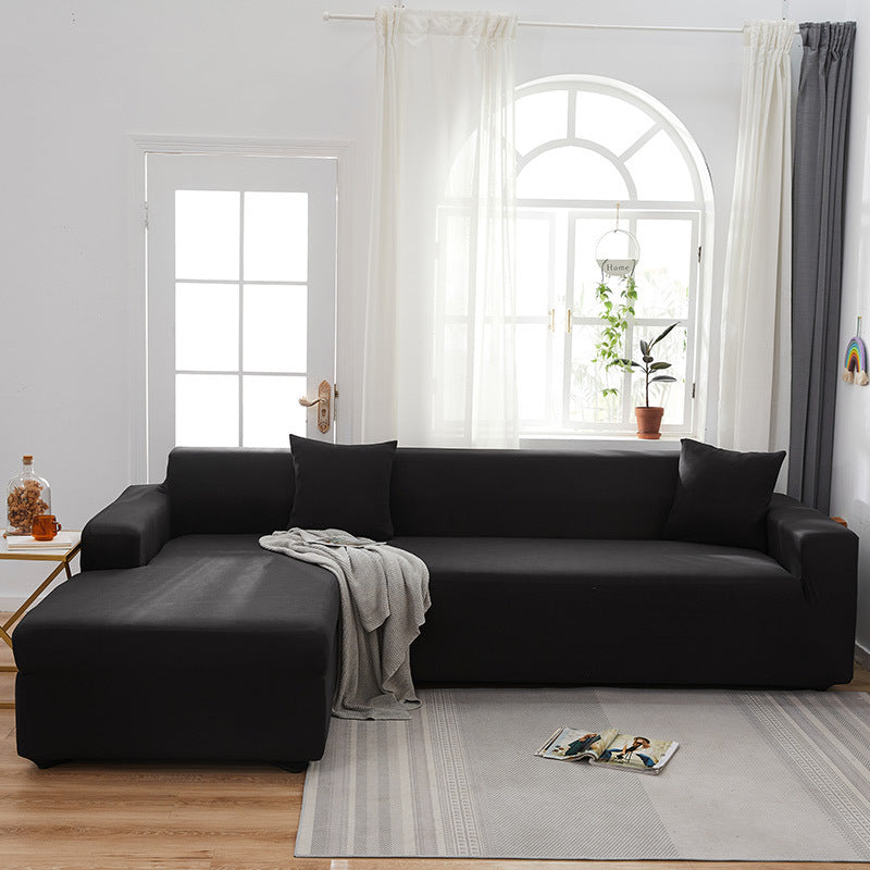 HKM-666579 Elastic Non-Slip Milk Silk Sofa Cover in Solid Colors - Full Coverage for Modular Sofas