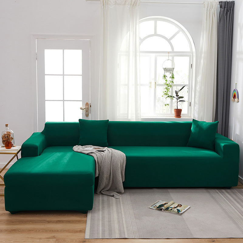 HKM-666579 Elastic Non-Slip Milk Silk Sofa Cover in Solid Colors - Full Coverage for Modular Sofas