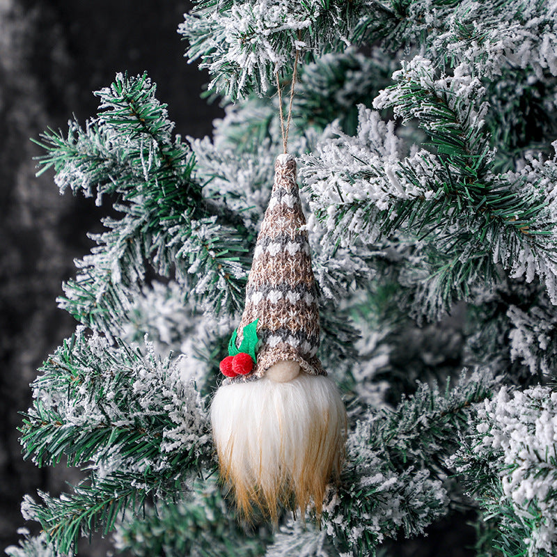 HKM-666643 Luminous Knitted Tree Pendant Doll - Handmade Cloth and Wool Decoration