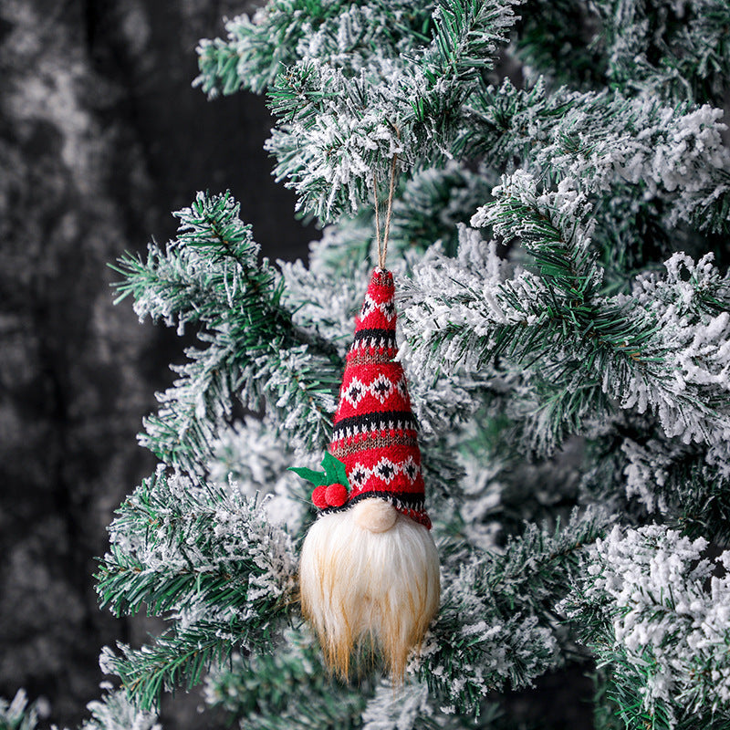 HKM-666643 Luminous Knitted Tree Pendant Doll - Handmade Cloth and Wool Decoration