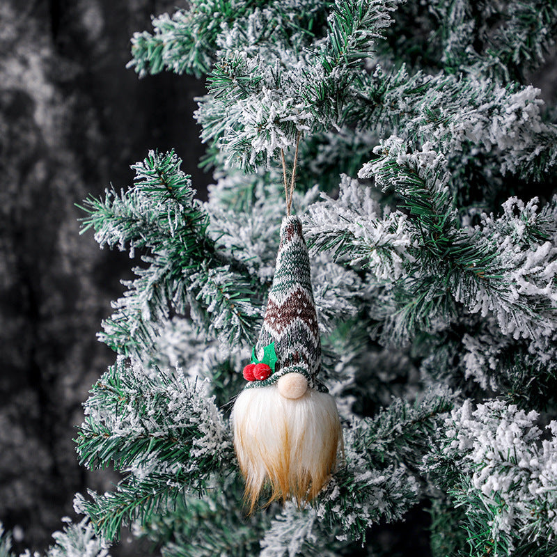 HKM-666643 Luminous Knitted Tree Pendant Doll - Handmade Cloth and Wool Decoration