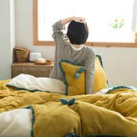 HKM-666835 Cozy Lamb Wool Multifunctional Thickened Quilt Cover Set for Warmth