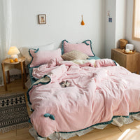 HKM-666835 Cozy Lamb Wool Multifunctional Thickened Quilt Cover Set for Warmth