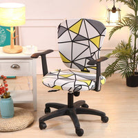 HKM-666899 Computer Office Chair Cover Set - Stretch Cotton Fabric with Retro Patterns for Office and Home Use