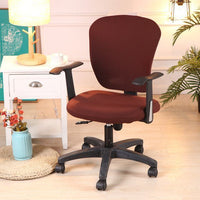 HKM-666899 Computer Office Chair Cover Set - Stretch Cotton Fabric with Retro Patterns for Office and Home Use