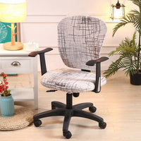 HKM-666899 Computer Office Chair Cover Set - Stretch Cotton Fabric with Retro Patterns for Office and Home Use