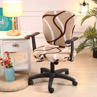 HKM-666899 Computer Office Chair Cover Set - Stretch Cotton Fabric with Retro Patterns for Office and Home Use