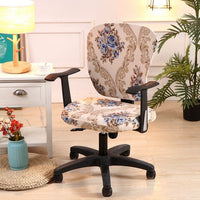 HKM-666899 Computer Office Chair Cover Set - Stretch Cotton Fabric with Retro Patterns for Office and Home Use