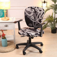 HKM-666899 Computer Office Chair Cover Set - Stretch Cotton Fabric with Retro Patterns for Office and Home Use