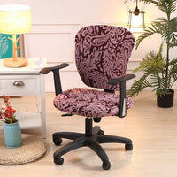 HKM-666899 Computer Office Chair Cover Set - Stretch Cotton Fabric with Retro Patterns for Office and Home Use