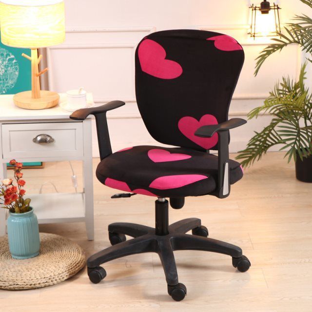 HKM-666899 Computer Office Chair Cover Set - Stretch Cotton Fabric with Retro Patterns for Office and Home Use