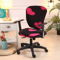 HKM-666899 Computer Office Chair Cover Set - Stretch Cotton Fabric with Retro Patterns for Office and Home Use