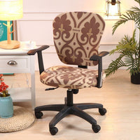 HKM-666899 Computer Office Chair Cover Set - Stretch Cotton Fabric with Retro Patterns for Office and Home Use