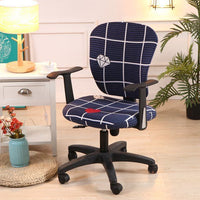 HKM-666899 Computer Office Chair Cover Set - Stretch Cotton Fabric with Retro Patterns for Office and Home Use