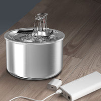 HKM-667027 Stainless Steel Automatic Cat Water Dispenser with Filter and Sensor