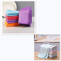 HKM-667091 Bamboo Fiber Absorbent Kitchen Towels - Fish Scale Rag Seamless Design, Various Pack Sizes Available