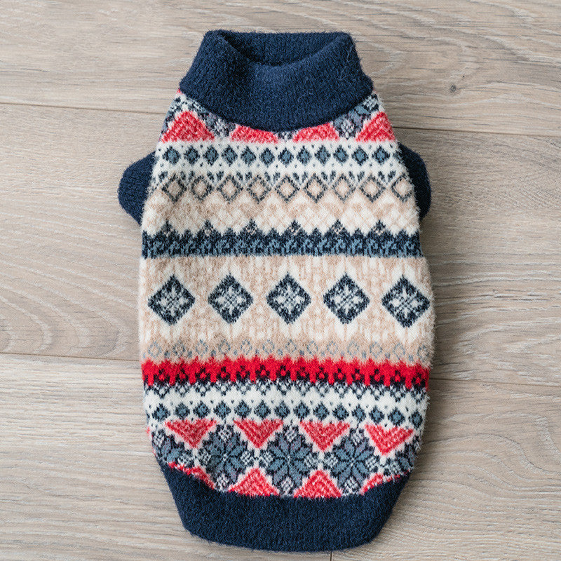 HKM-667091 Soft Casual Velvet Teddy Sweater for Pets - Blue & Milky White, Sizes S to XXL