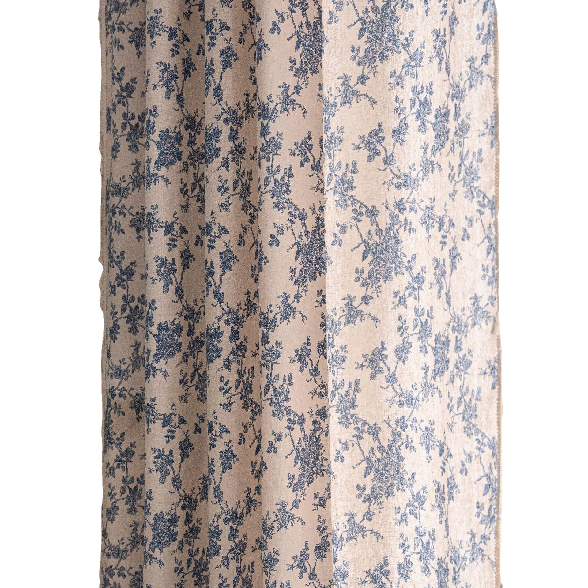 HKM-667219 Beige Cotton and Linen Half Shade Kitchen Curtain with Tassels for Small Bay Windows