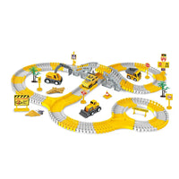 HKM-667475 Electric Engineering Flexible Track Car Railway Toy for Ages 2 and Up, Educational Slot Toy with Battery Operation
