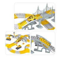 HKM-667475 Electric Engineering Flexible Track Car Railway Toy for Ages 2 and Up, Educational Slot Toy with Battery Operation