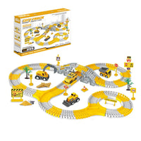 HKM-667475 Electric Engineering Flexible Track Car Railway Toy for Ages 2 and Up, Educational Slot Toy with Battery Operation