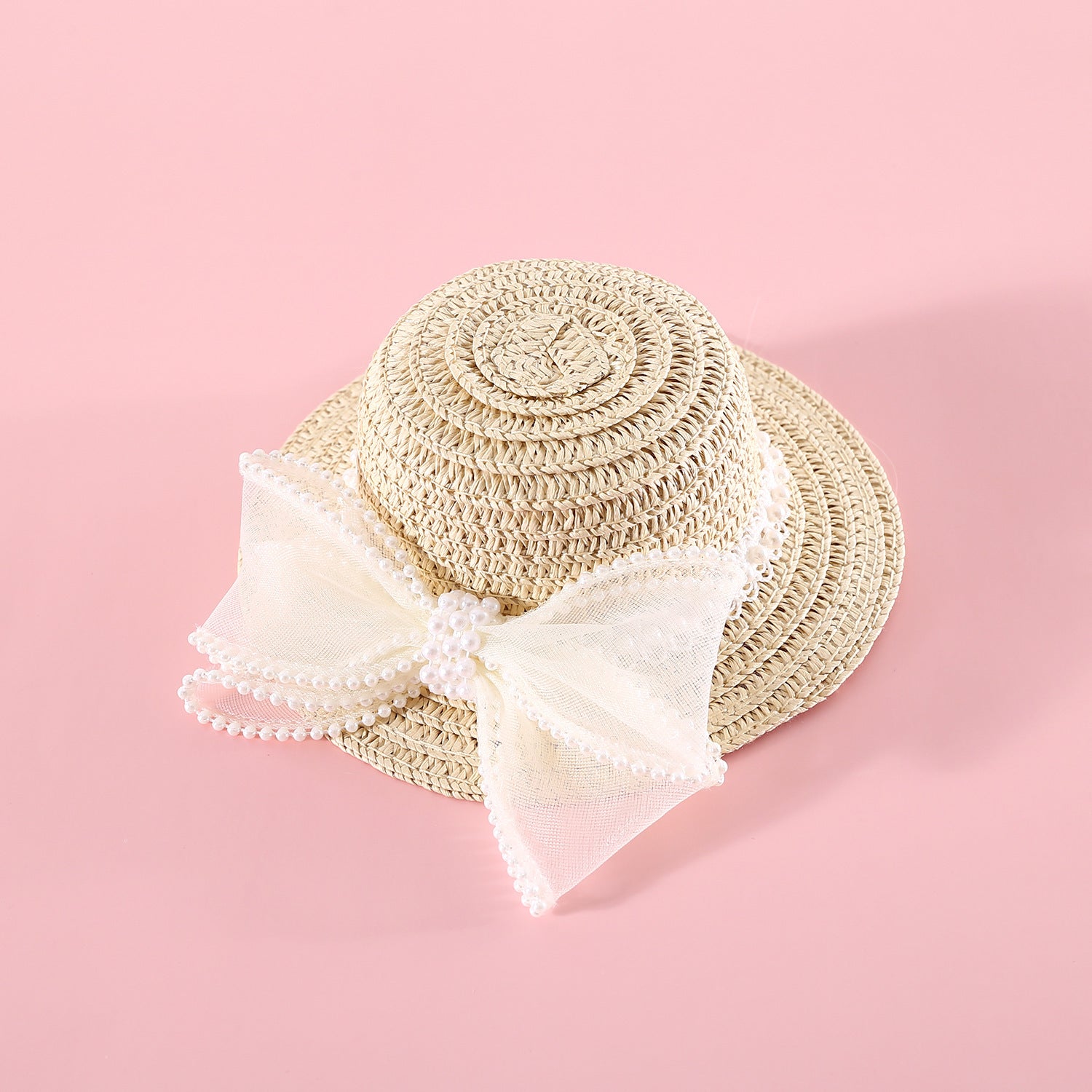 HKM-667667 Charming Cat Lady Straw Hat with Pearl Butterfly Detail in Various Colors
