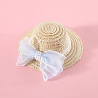 HKM-667667 Charming Cat Lady Straw Hat with Pearl Butterfly Detail in Various Colors