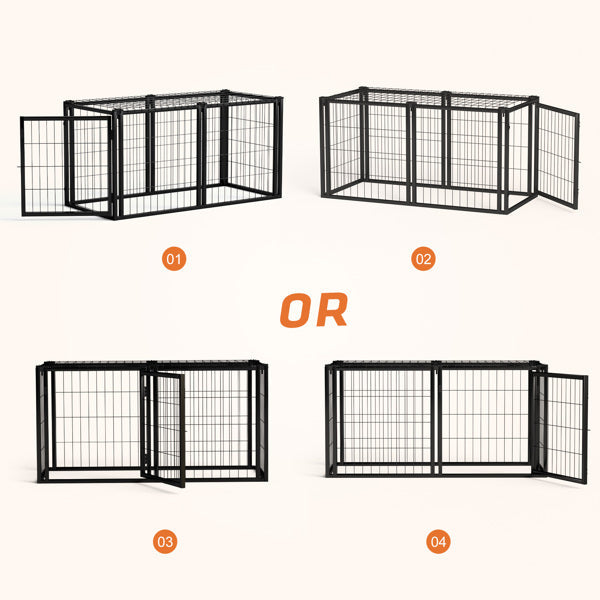 HKM-667667 Durable Iron Dog Cage for Small to Medium Dogs - 47.2" L x 22" W x 24" H - Indoor Use, Black