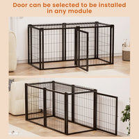 HKM-667667 Durable Iron Dog Cage for Small to Medium Dogs - 47.2" L x 22" W x 24" H - Indoor Use, Black