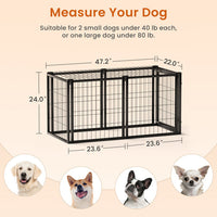 HKM-667667 Durable Iron Dog Cage for Small to Medium Dogs - 47.2" L x 22" W x 24" H - Indoor Use, Black