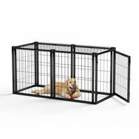 HKM-667667 Durable Iron Dog Cage for Small to Medium Dogs - 47.2" L x 22" W x 24" H - Indoor Use, Black