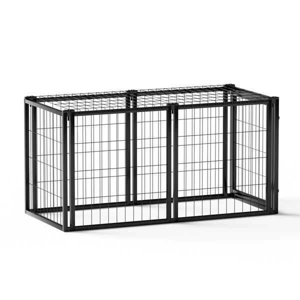 HKM-667667 Durable Iron Dog Cage for Small to Medium Dogs - 47.2" L x 22" W x 24" H - Indoor Use, Black