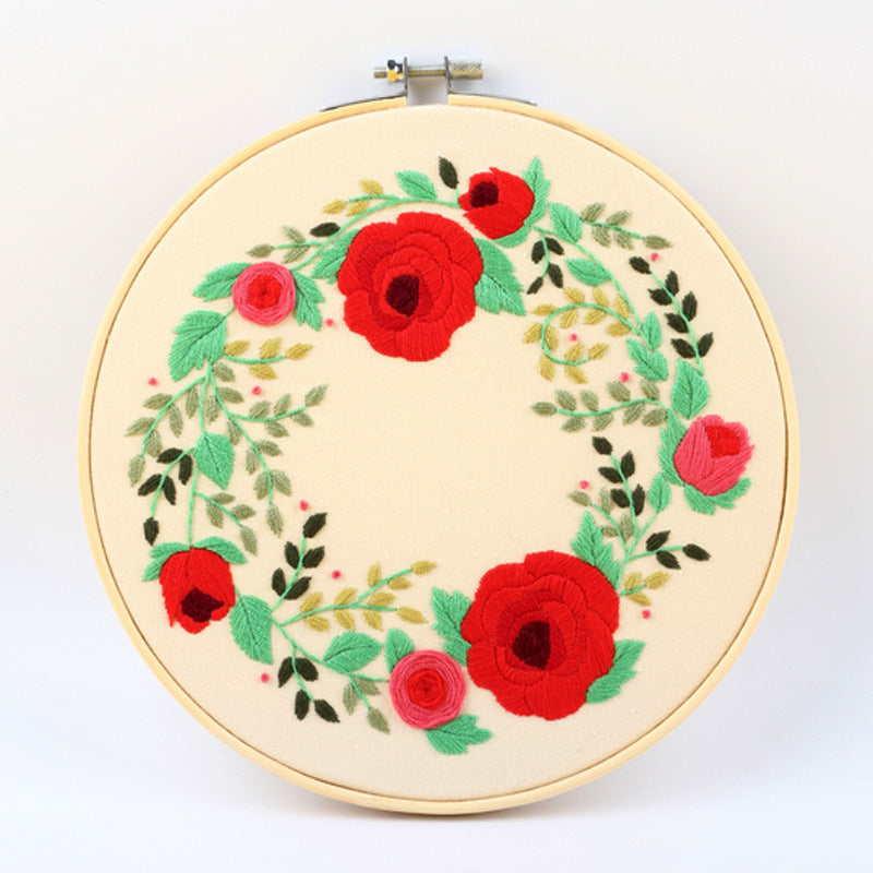 HKM-667667 European Cotton Material Package Kit for Embroidered Flowers and Plants Decor
