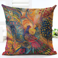 HKM-667667 Peacock Print Cotton and Linen Pillowcase - 45x45cm, Various Styles Available