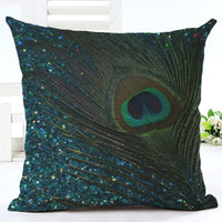 HKM-667667 Peacock Print Cotton and Linen Pillowcase - 45x45cm, Various Styles Available