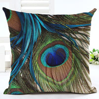 HKM-667667 Peacock Print Cotton and Linen Pillowcase - 45x45cm, Various Styles Available