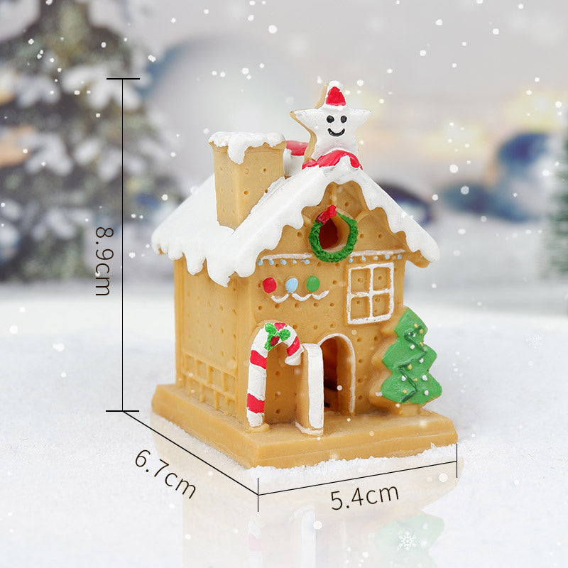 HKM-667795 Luminous Resin Christmas House Decoration for DIY Micro Ornaments
