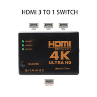 HKM-667859 HDMI 3-Port Switcher for Seamless 4K Video Output