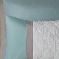 HKM-667987 Seafoam 8 Piece Queen Comforter Set with Quilted Design and Hypoallergenic Fill