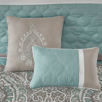 HKM-667987 Seafoam 8 Piece Queen Comforter Set with Quilted Design and Hypoallergenic Fill