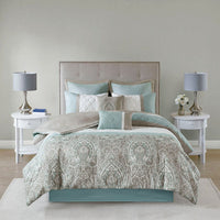 HKM-667987 Seafoam 8 Piece Queen Comforter Set with Quilted Design and Hypoallergenic Fill