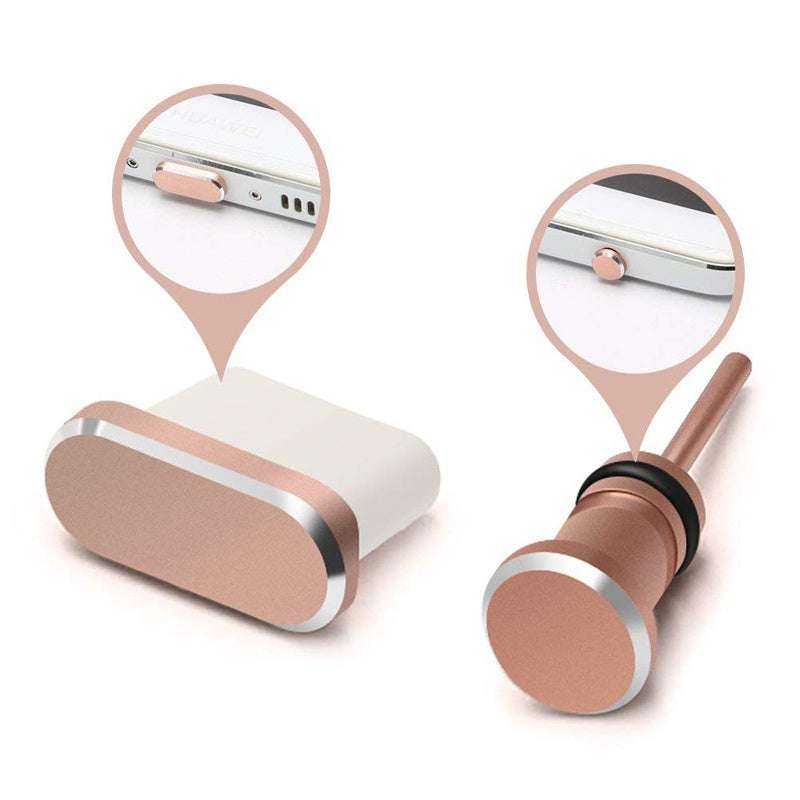 HKM-668051 Mobile Phone Dust Plug for Earphone and Charging Ports - Alloy Design in Cool Black, Space Silver, Rose Gold, Local Gold