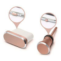 HKM-668051 Mobile Phone Dust Plug for Earphone and Charging Ports - Alloy Design in Cool Black, Space Silver, Rose Gold, Local Gold